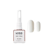 Kiss New York Gel Pro nail polish bottle with a white cap and two white nails on a white background