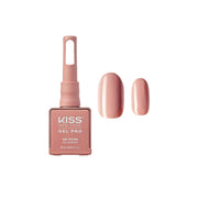 Kiss Gel Pro nail polish bottle with a sample of pink nail color on a white background