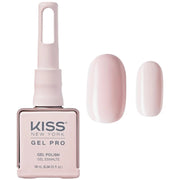 Kiss Gel Pro nail polish bottle with a sample application on a white background