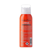 Orange hair spray bottle with white cap on a white background