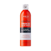 Red by Kiss Styler Fixer Freeze Hair Spray can on a white background