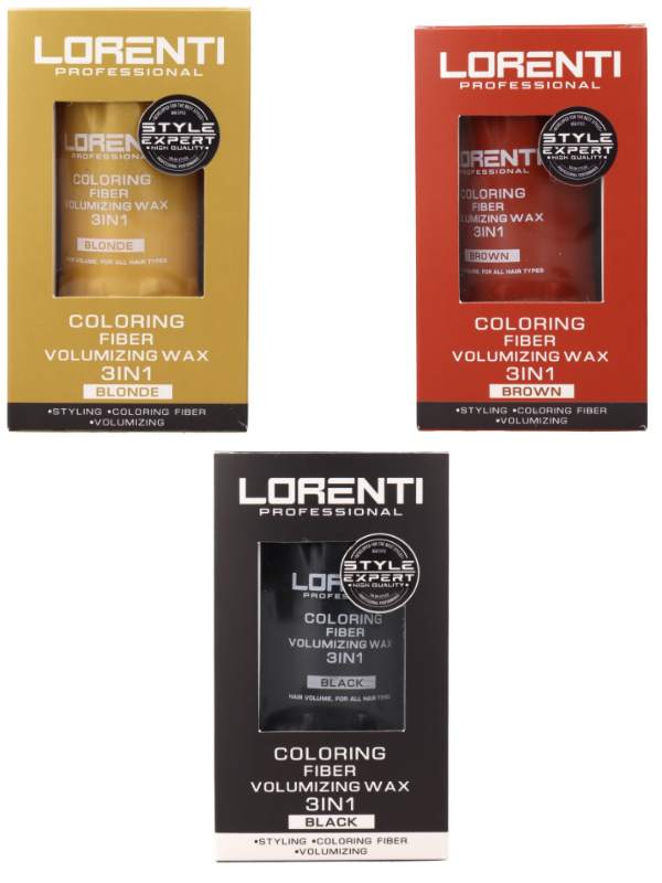 Lorenti Coloring Fiber Volumizing Wax 3-1 – Black, Blonde & Brown