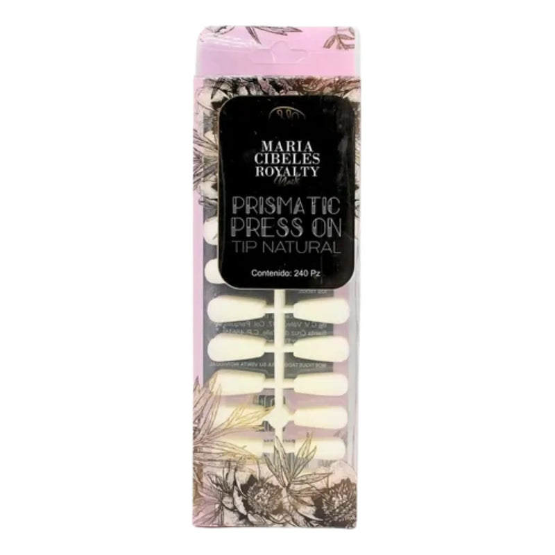 Box of Maria Cibeles Royalty prismatic press-on nails with floral design