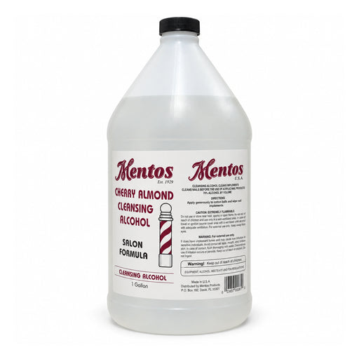 Mentos Cherry Almond Cleansing Alcohol 1-gallon bottle with black cap on white background