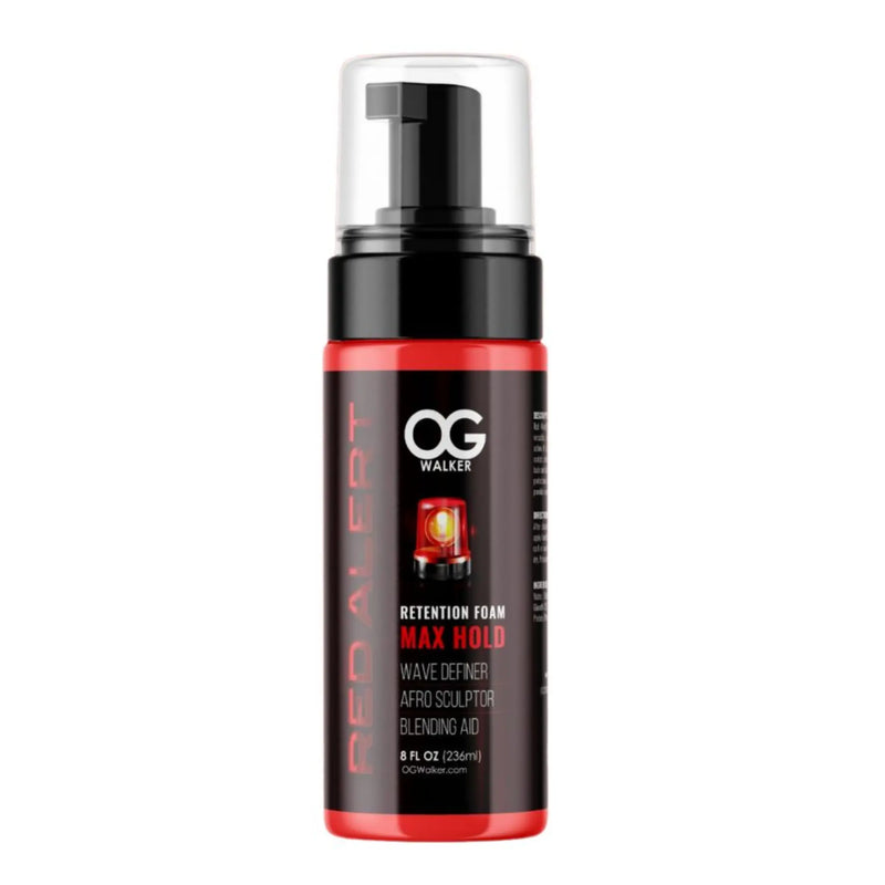 OG Walker Red Alert Retention Foam Max Hold bottle on a white background