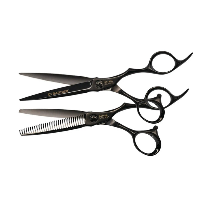 Olivia Garden Barber Shears Combo 6.25" Matte Black Titanium