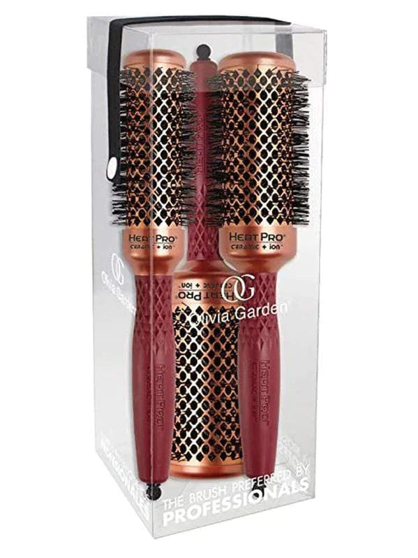 Olivia Garden Heat Pro Thermal Round Hair Brush Set of 3 Vip Barber Supply