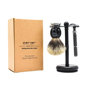 Parker Deluxe Black Safety Razor & Shave Brush Stand #PARKBLACKSTD Box