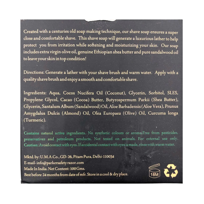 Parker Sandalwood & Shea Butter Shaving Soap 100g