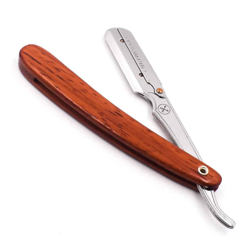 Navaja de barbero de afeitado recto Parker SRRW con mango de palo de rosa y clip