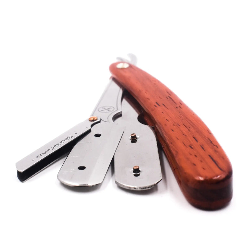 Navaja de barbero de afeitado recto Parker SRRW con mango de palo de rosa y clip