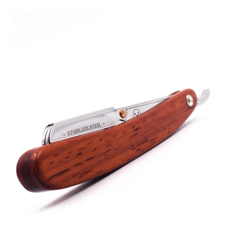 Navaja de barbero de afeitado recto Parker SRRW con mango de palo de rosa y clip
