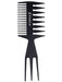 Black comb with multiple prongs on a white background