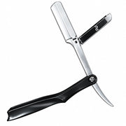 Percu Professional Magnetic Straight Razor with black ABS handle and chrome arm