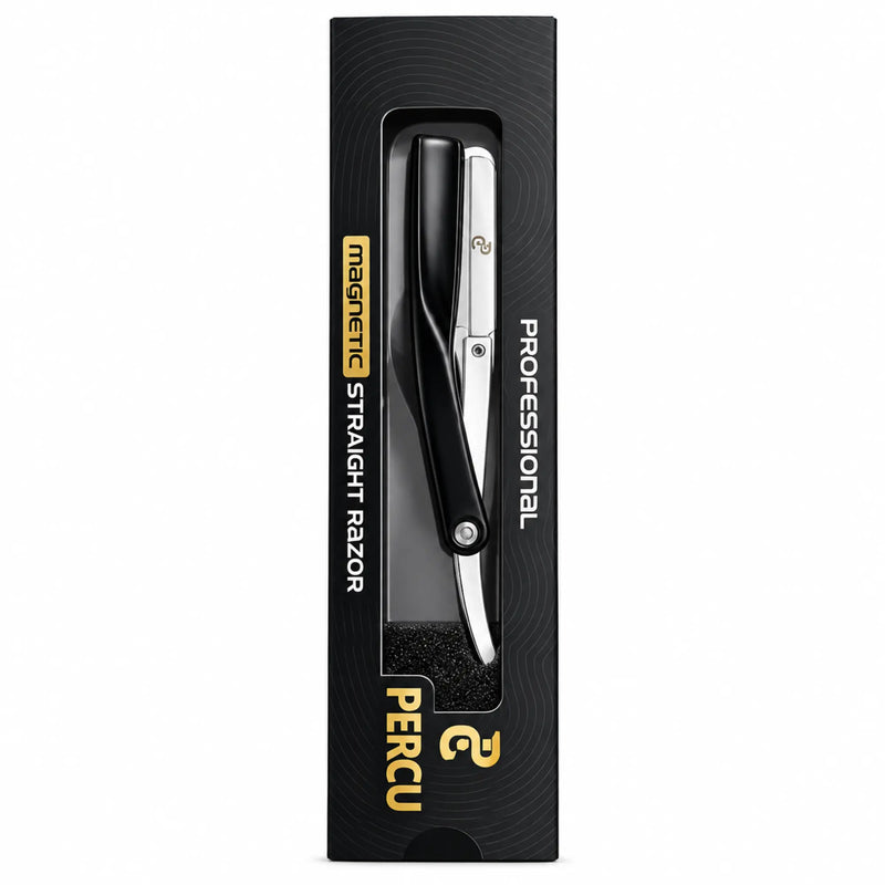 Percu Professional Magnetic Straight Razor PC-MSR-BS retail packaging