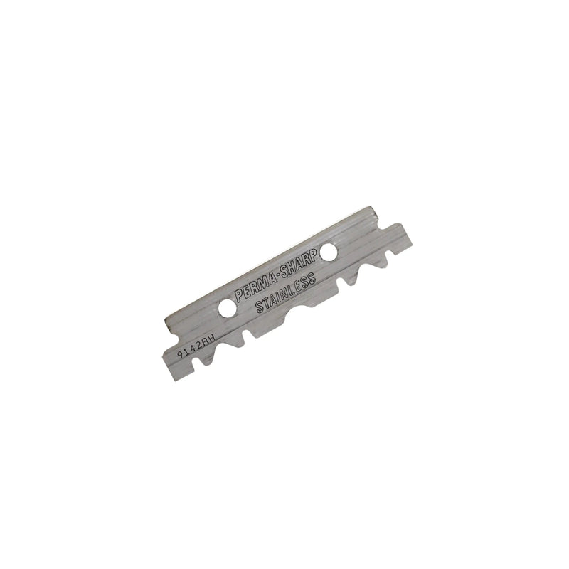 Perma-Sharp stainless steel razor blade on a white background