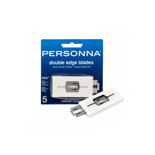 Personna double edge blades packaging with two blades on a white background