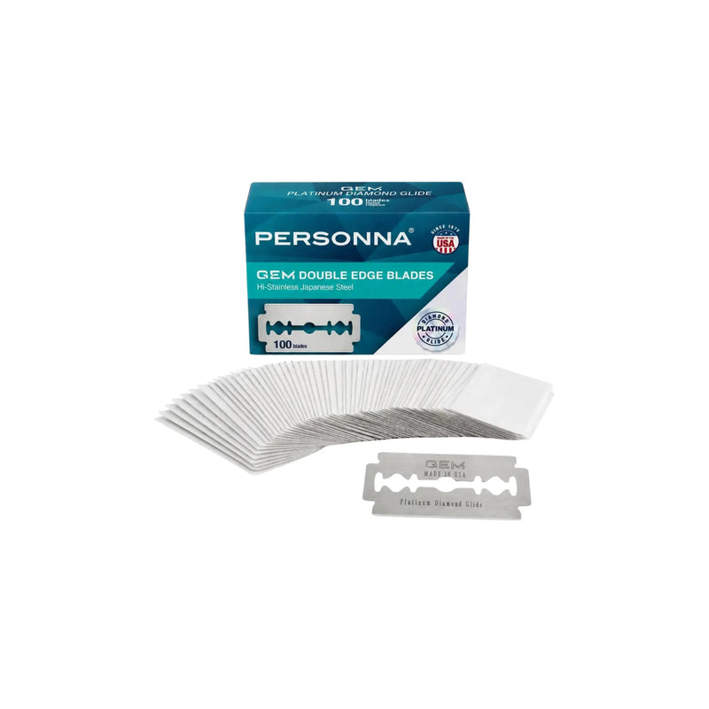 Personna double edge razor blades with packaging on a white background