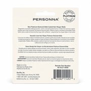 Back of a Persona brand hair shaper package or insert card, showing product text, a circular diamond logo, barcode, and AccuTec Inc. contact information on a white background.
