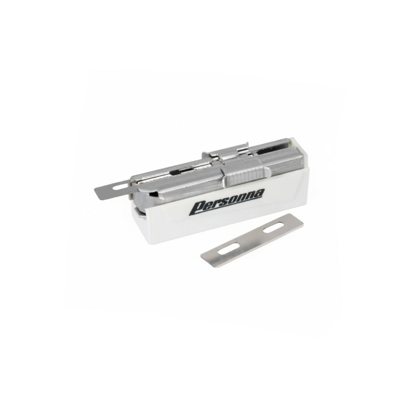 Knife sharpener with a blade on a white background, featuring the 'Personna' brand.