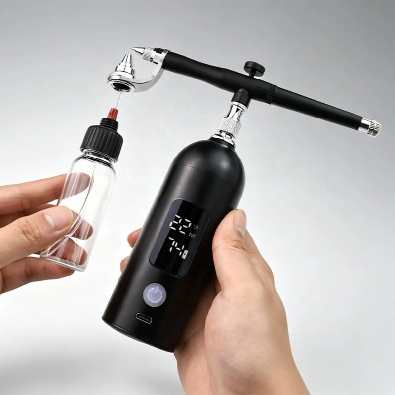Cordless Airbrush with led display hands on