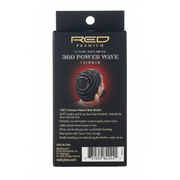 Packaging of a RED Premium 360 Power Wave luxury wave brush with text on a black background.