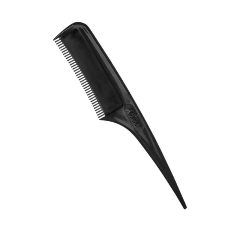Black hair styling comb on a white background