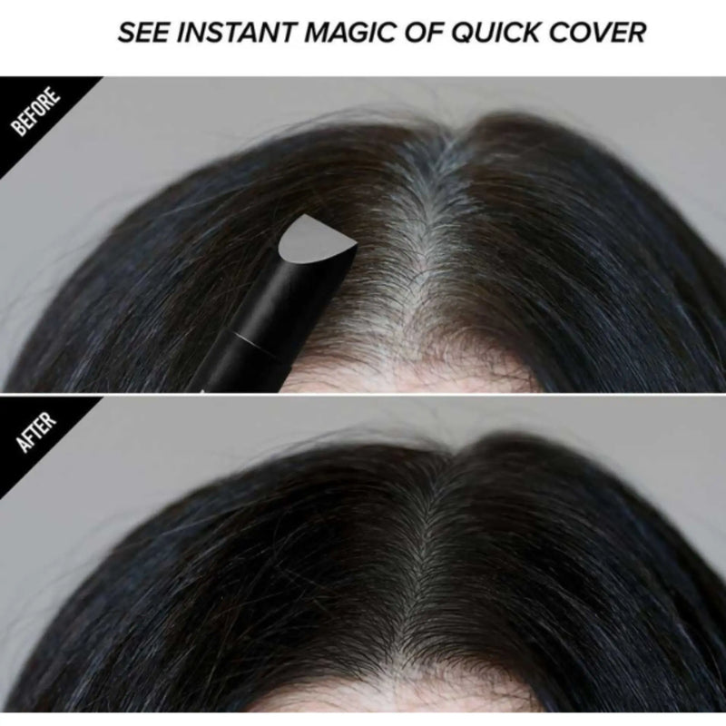 Before and after comparison of hair product application on a person's head.