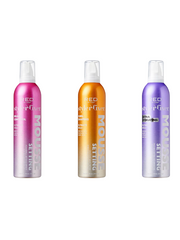 Three bottles of Redken Mousse Setting Spray on a white background