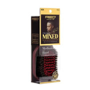 Red Premium Mixed Medium & Soft Hard Brow Brush in its retail packaging, featuring a black and red dual-sided brush with gold and black text on the label.