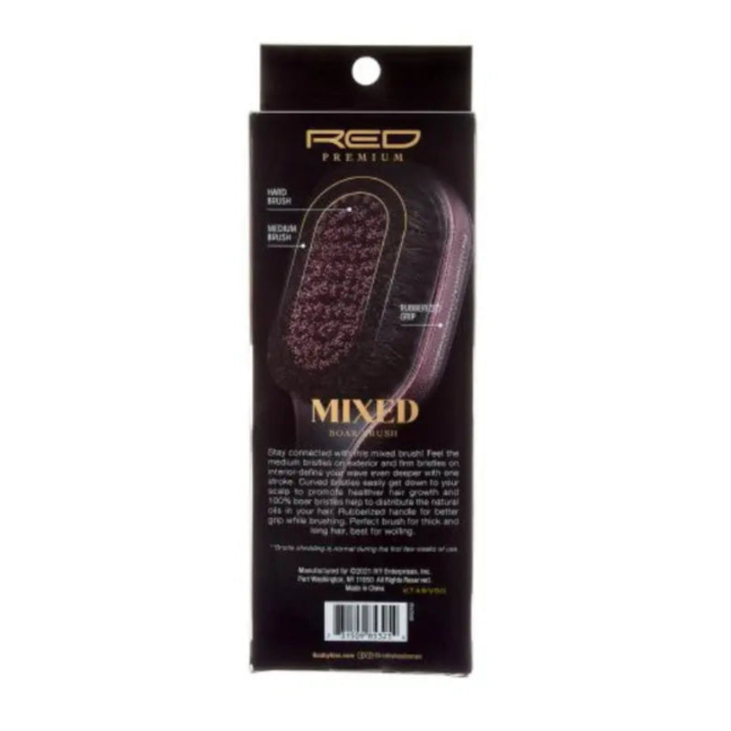 Red Premium Mixed Bristle Brush in its original black retail packaging, featuring a graphic of the brush with labeled bristle sections.