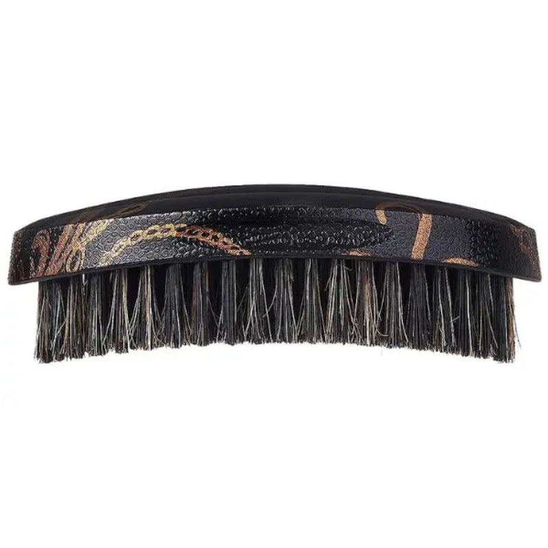 Black hairbrush with bristles on a white background