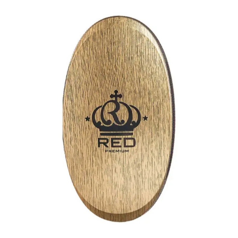 Wooden palm board with 'RED Premium' logo on a white background