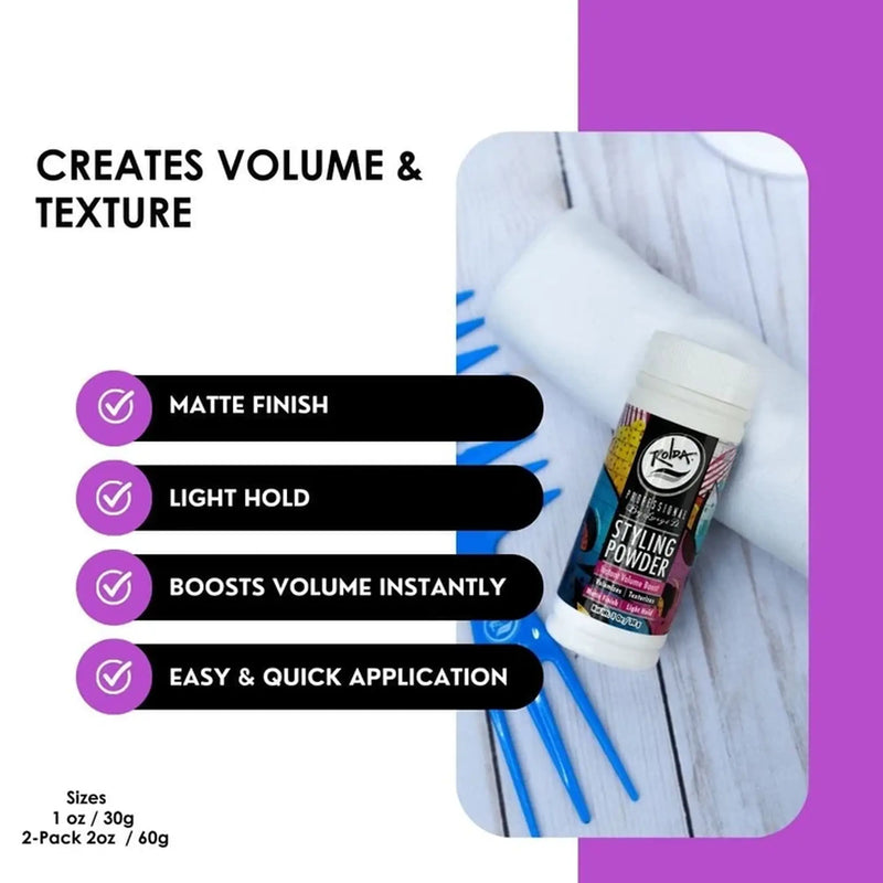 Rolda Hair Styling Powder benefits including matte finish, light hold and instant volume