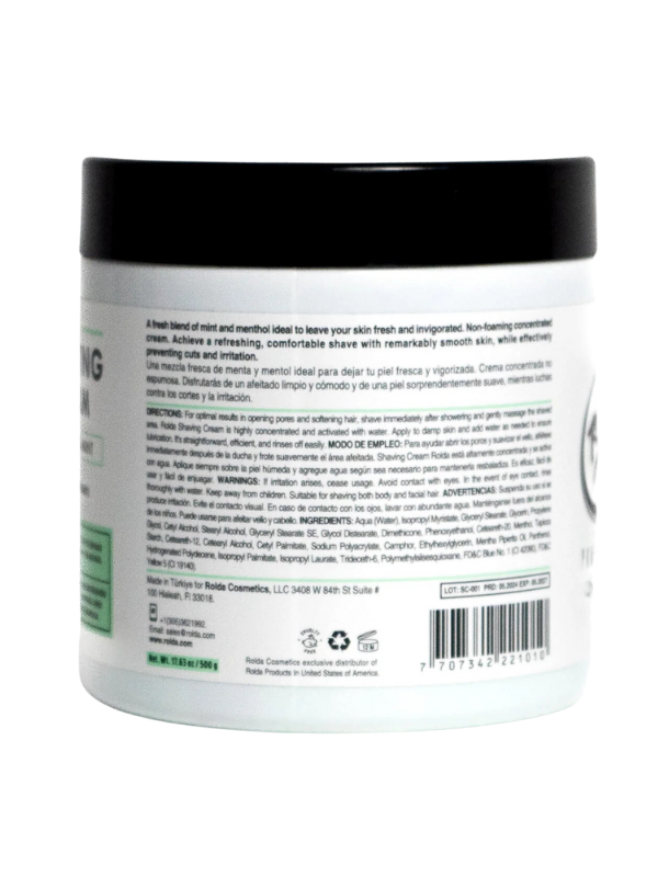 Rolda - Menthol & Mint Shaving Cream For Sensitive Skin label