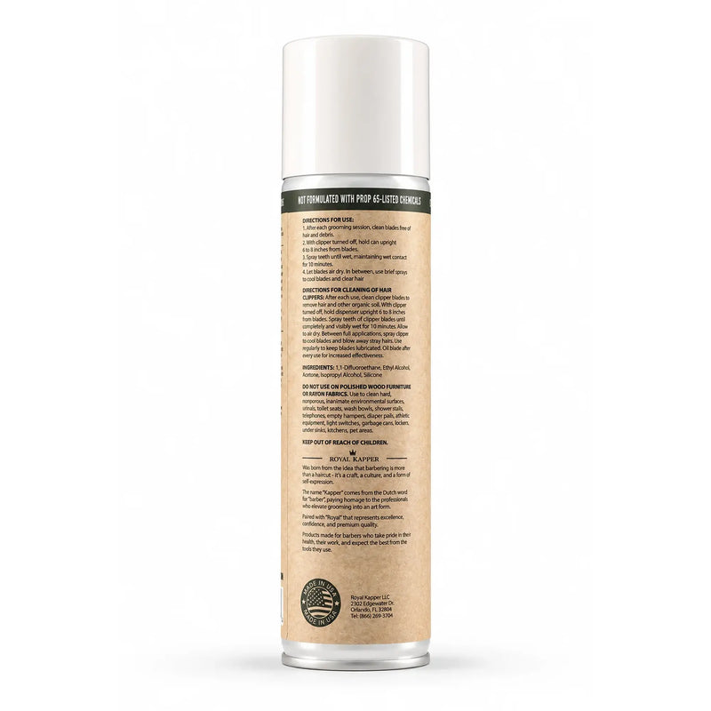 Royal Kapper Clipper Care unscented back of the can