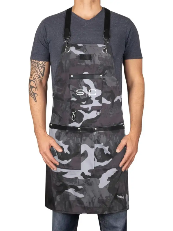 Stylecraft Heavy Weight Waterproof Barber Cutting Apron "Black Camo" #SC314B