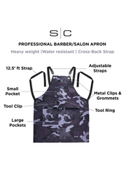 Stylecraft Heavy Weight Waterproof Barber Cutting Apron "Black Camo" #SC314B