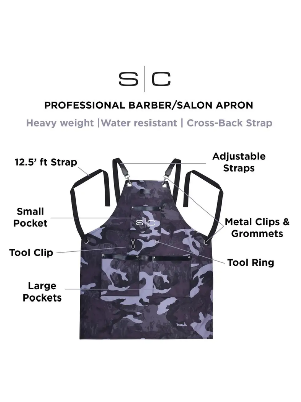 Stylecraft Heavy Weight Waterproof Barber Cutting Apron "Black Camo" #SC314B
