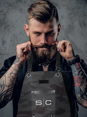 Stylecraft Heavy Weight Waterproof Barber Cutting Apron "Black Camo" #SC314B