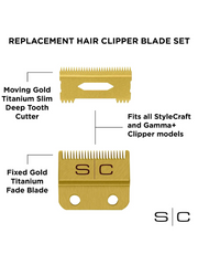 Stylecraft Clipper Blade with Moving Gold Titanium Slim Deep Tooth Cutter Set