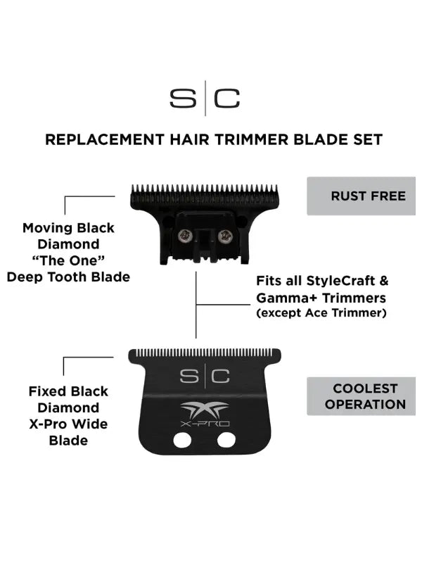 StyleCraft Cuchilla ancha X-Pro fija de Black Diamond con cortador The One de Black Diamond #SC536B