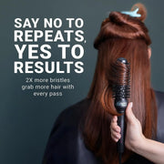 StyleCraft NoFRIZZ round brush infographic highlighting twice as many nylon bristles