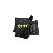 Supreme Trimmer T-Shaper DLC black cordless trimmer with barber cape, charging base, guards, and accessories.
