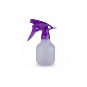 A frosted plastic spray bottle with a translucent purple trigger sprayer, isolated on a white background.