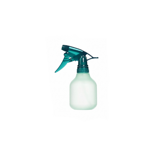 A translucent frosted plastic spray bottle with a dark teal trigger sprayer, isolated on a white background.