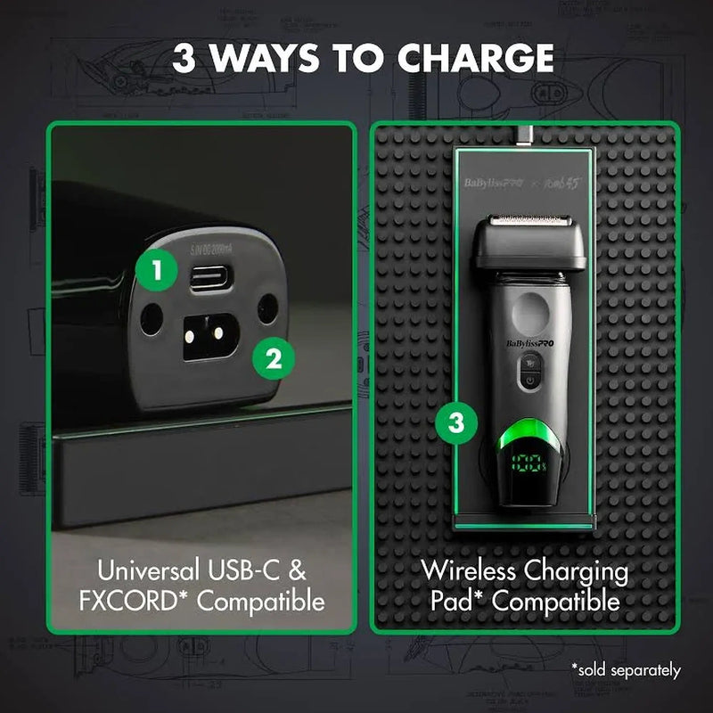 BaBylissPRO® x Tomb 45® Wireless-Charging Double-Foil Shaver