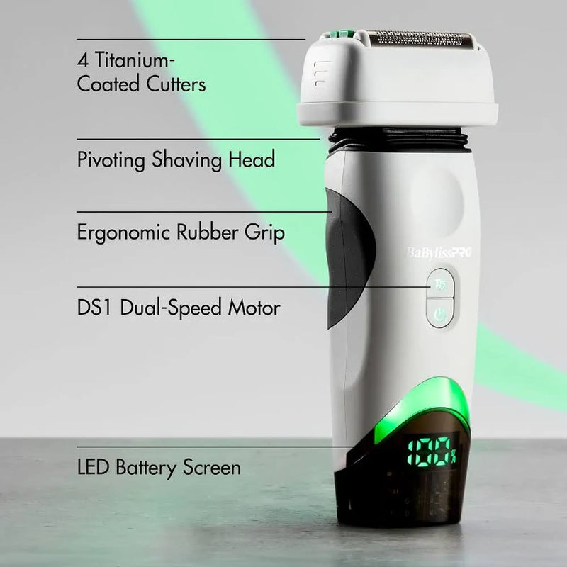 BaBylissPRO® x Tomb 45® Wireless-Charging Double-Foil Shaver (White)