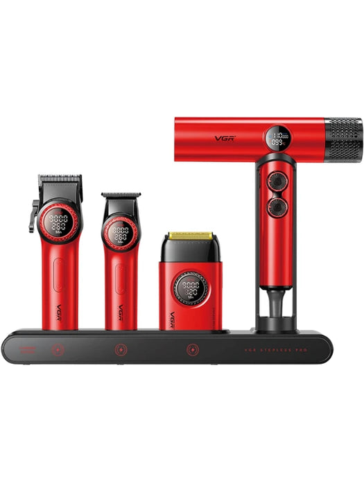VGR Professional Barber Combo 4 in 1 Grooming Kit with Travel Case