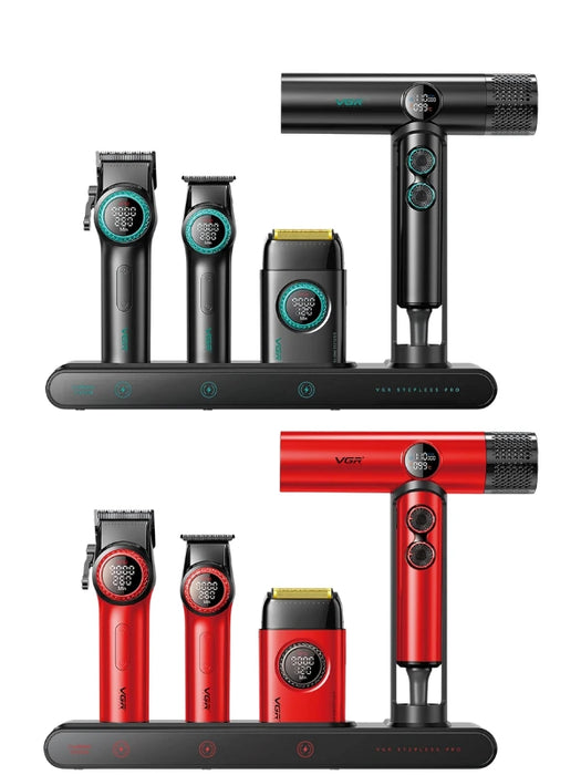 VGR Professional Barber Combo 4 in 1 Grooming Kit with Travel Case